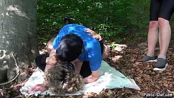 Young Jessica gets pounded by guys in the woods